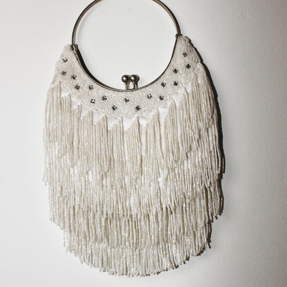 Handbags - Elegant Beaded Purse White Ivory